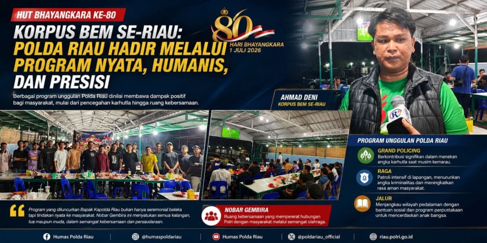 HUT Bhayangkara ke-80, BEM se-Riau  Korpus BEM se-Riau Harapkan Kedepan  Lebih Mengayomi.